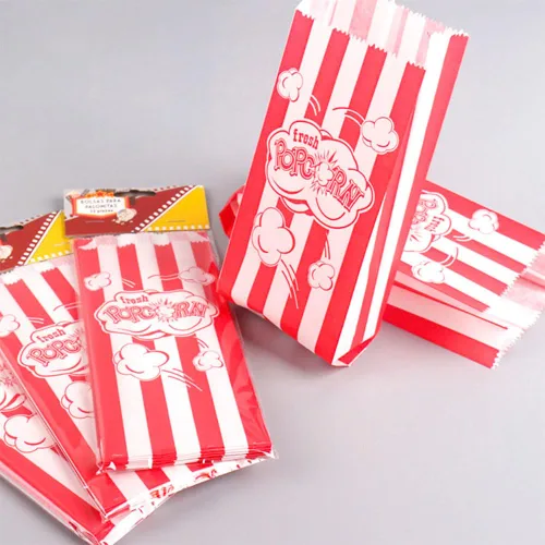Vista 4 de 100 bolsas de palomitas de maíz de 1 onza, bolsas de palomitas de maíz resistentes a la grasa, contenedor de papel desechable para Navidad, Acción
