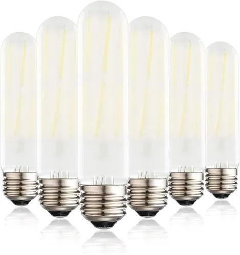 Vista 13 de XININSUN Bombillas LED esmeriladas T10, color blanco cálido 2700 K, bombillas LED Edison tubulares regulables de 6 W, equivalente a 60 vatios, 600