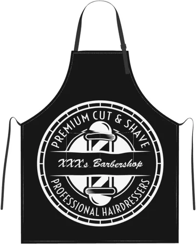 Vista 14 de Delantal de barbería personalizado para hombres y mujeres, delantal de peluquería con texto personalizado con bolsillos, delantal personalizado
