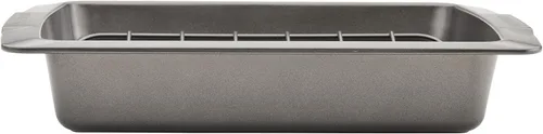 Vista 2 de Farberware Bakeware - Sartén antiadherente para asar con estante en U, 14.75 pulgadas x 10.75 pulgadas, color gris