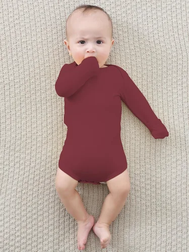 Vista 6 de Body para bebé con puños de manopla, rayón hecho de bambú, pijama de manga larga para niños y niñas