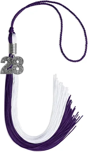 Vista 49 de Endea Graduation Borla de doble color con dije de plata brillante (negro/oro antiguo, 2025)