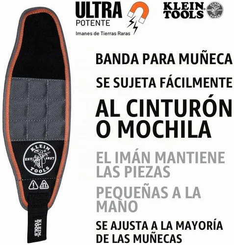 Vista 3 de Klein Tools 55895 - Pulsera magnética Tradesman Pro Tool para conectores de alambre, tornillos, clavos, brocas, con malla transpirable
