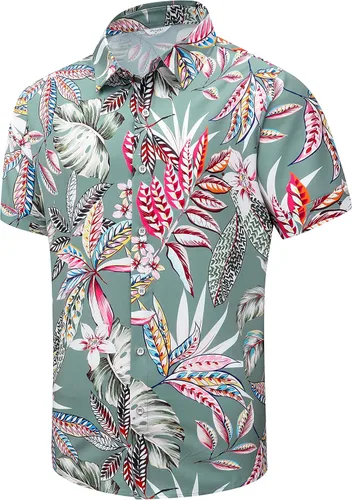 Vista 21 de SheLucki - Camisa hawaiana para hombre, unisex, de manga corta, con botones, para la playa y el verano, ropa casual estampada con sombra de palmas