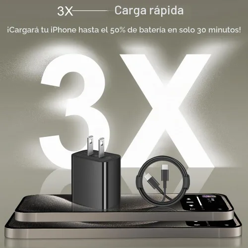 Vista 2 de Cargador de carga rápida para iPhone 17, 16, 15, paquete de 2+2 cargadores de pared USB C de 20 W con cable de carga rápida de 6 pies compatible