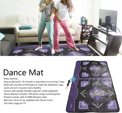 Vista 4 de Diyeeni Tapete electrónico de baile, tapete de baile con asa, doble tapete de pista de baile para adultos y niños, con 100 canciones de baile, 60