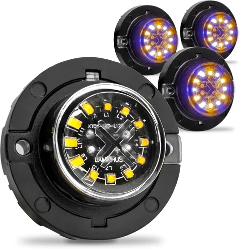 Vista 11 de Lamphus SnakeEye III Ámbar Azul 12W LED Luz estroboscópica oculta [Clase SAE 1] 12V Bombilla redonda impermeable de 1 pulgada para parpadeo de azul