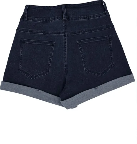 Vista 5 de Pantalones cortos de mezclilla casuales de cintura alta con bolsillos para mujer