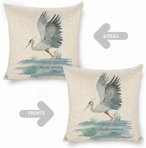 Vista 4 de Fundas de Almohada de Lino con Estampado de Bailarinas Azules en Costa 18x18 para Sofá, Almohada Decorativa para Sofá, Exterior