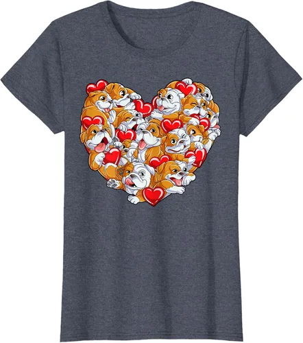 Vista 43 de Camiseta inglesa para el día de San Valentín con diseño de corazón y perro amante de los niños Negro