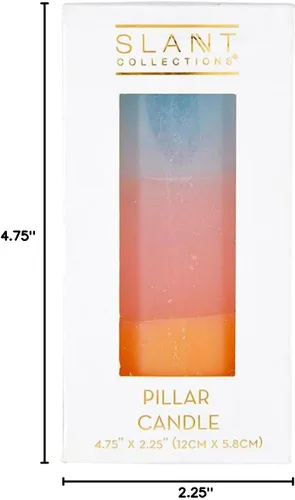 Vista 5 de Slant Collections Vela de pilar sin perfume tricolor, 4.75 pulgadas, azul/rosa/naranja