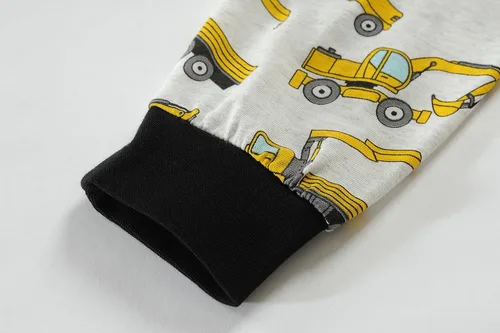Vista 4 de Little Hand Pijamas de algodón para niños pequeños, conjunto de pijamas de manga larga para excavadora