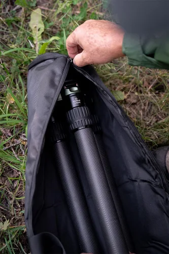 Vista 5 de Fanaue Funda de trípode con compartimentos, 39.4 x 9.8 x 9.8 pulgadas, bolsa de trípode resistente con correas para el hombro, funda de transporte