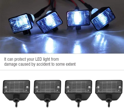 Vista 3 de Dilwe Cubierta de luz de coche RC, 4 piezas de pantalla de luz LED universal para HSP REDCAT AXAIL scx10 escala RC modelo Crawler LED Kit ()