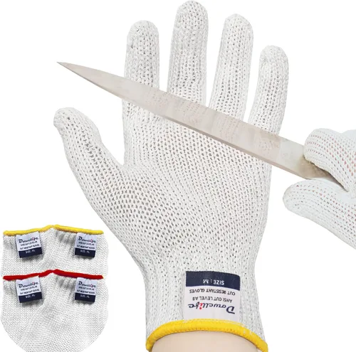 Vista 15 de Dowellife Guantes resistentes a los cortes A9 de máxima protección, guantes de cocina y chef de grado alimenticio para preparación de alimentos Gris