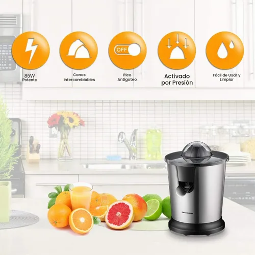 Vista 2 de Homeleader Exprimidor eléctrico de cítricos, exprimidor de limón con acero inoxidable, exprimidor naranja