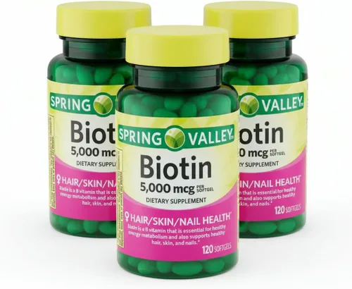 Vista 7 de Biotin 5000 mcg 120 cápsulas blandas – Suplemento de biotina de alta potencia, vitamina B7 para cabello, piel, uñas, vitaminas para mujeres