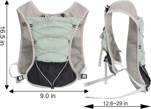 Vista 5 de Hydration Running Vest for Women Men, Water Vest Backpack 2L, Lightweight Hydration Pack Water Backpack for Hiking, Trail Marathon Race