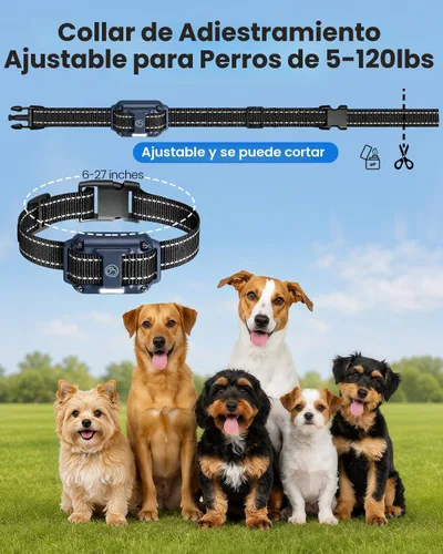 Vista 7 de Collar electrónico para perro con control remoto, collar de entrenamiento de perro impermeable de 2600 pies para perros pequeños, medianos