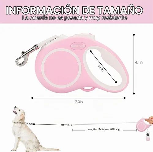 Vista 5 de Correa de perro retráctil de 16 pies mejorada con cable a prueba