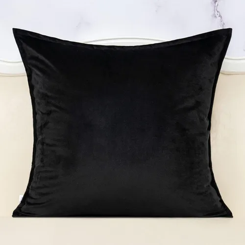 Vista 2 de Alerfa Funda de cojín cuadrada de terciopelo de algodón, 20 x 20 pulgadas, color marrón, blanco y negro, funda de almohada decorativa para sofá
