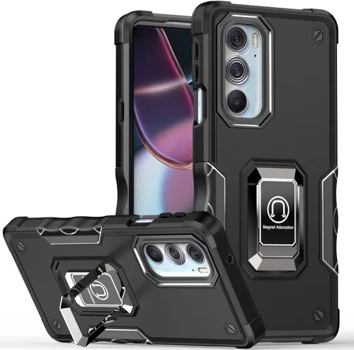Vista 10 de Funda para Moto Edge Plus 2022/Edge X30/Edge 30 Pro con protector de pantalla, soporte magnético integrado para automóvil, funda protectora para Rojo