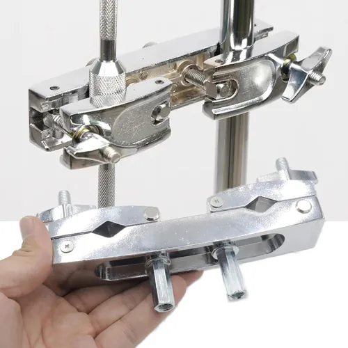 Vista 6 de CashBeat Abrazadera múltiple ajustable, soporte de montaje de platillos de acero inoxidable plateado Quick Release Drum Cymbal Stand Clamp with