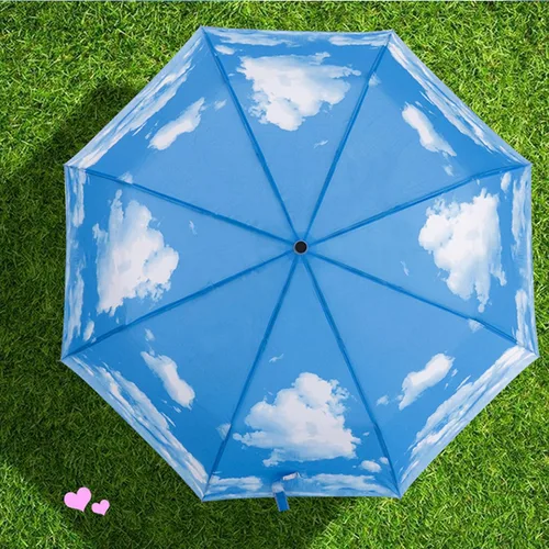 Vista 6 de Paraguas de viaje resistente al viento, automático, ligero, irrompible, de gran eficiencia, de SY Compact azul (Blue 1 Pack)