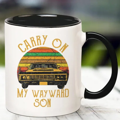 Vista 3 de Fonhark - Taza de café Supernatural Carry On My Wayward Son, taza de café de 11 onzas