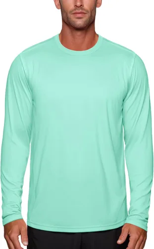 Vista 17 de Zengjo Camisetas atléticas que absorben la humedad para hombre, de manga larga, para entrenamiento, correr, gimnasio, rendimiento, protección UV