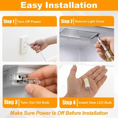 Vista 6 de Bombilla LED de vidrio G8 para microondas equivalente a 50 W, 130 V, 5 W, 500 lm, luz blanca diurna, compatible con campana de microondas GE Samsung