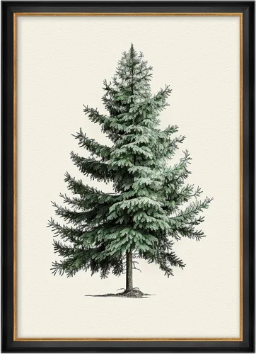Vista 82 de MUDECOR Lienzo enmarcado prémium para pared, pinos nevados en bosque de invierno, ilustraciones modernas, arte contemporáneo, escénico, divertido