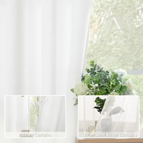 Vista 198 de BGment Cortinas de Lino Beige de 63 Pulgadas de Largo 2 Paneles - Tratamientos para Ventanas con Textura de Arpillera Filtrantes de Luz Cortinas B