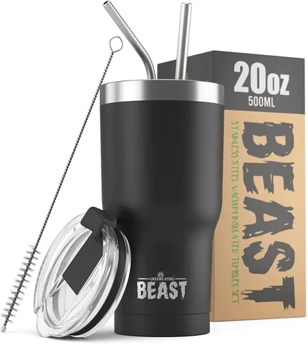 Vista 48 de Beast Vaso de 10 oz de Acero Inoxidable con Aislamiento al Vacío para Café y Hielo de Doble Pared Termo de Viaje (Blanco Ártico)