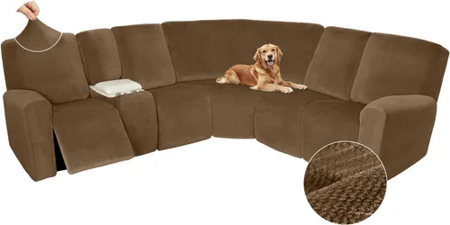 Vista 645 de Arfntevss Fundas de sofá seccional reclinable de terciopelo, Funda de sofá seccional de esquina para sofá reclinable, Funda elástica suave