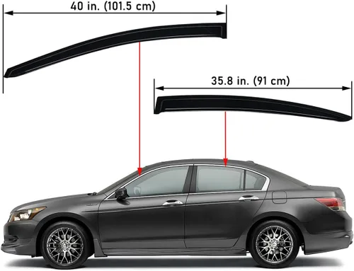 Vista 2 de Lightronic Visera de ventana de ventilación automática de montaje exterior extraduradera, se adapta a Honda Accord 2008-2012 (Sedan), protección UV