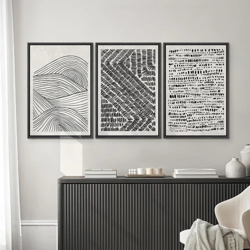 Vista 526 de SIGNWIN Lienzo enmarcado para pared, juego de arte neutro de bosque brumoso, ilustraciones en tono tierra, arte moderno, decorativo, bohemio