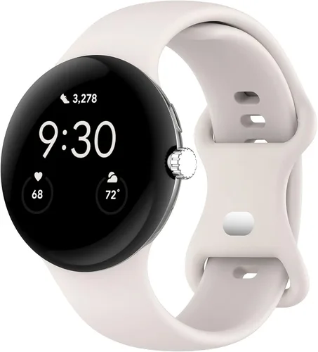 Vista 26 de Correa Compatible con Google Pixel Watch 1/2/3/4 (41mm), Pulsera de Reemplazo de Silicona Suave Deportiva para Google Pixel Watch 41mm Blanco
