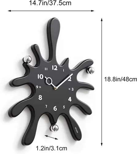 Vista 2 de Wall Clock, Creative Water Drop Silent Wall Clock, Three-Dimensional Wall Clock Numbers are Clear, Bedroom, School, Living Room(Black)