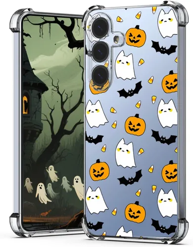 Vista 23 de Funda transparente para iPhone 17 Pro Max, diseño de calabaza negra Funda protectora suave para iPhone 17 Pro Max Halloween Pumpkin