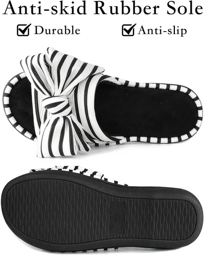 Vista 9 de ULTRAIDEAS - Pantuflas de espuma viscoelástica para mujer, con puntera abierta y correa ajustable, pantuflas de meter sin agujetas para mujer, forro
