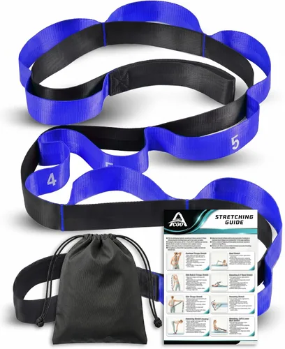 Vista 16 de Acozycoo Correa de estiramiento con 10 bucles, correa de yoga para terapia física, entrenamiento en casa, entrenamiento de pilates y flexibilidad