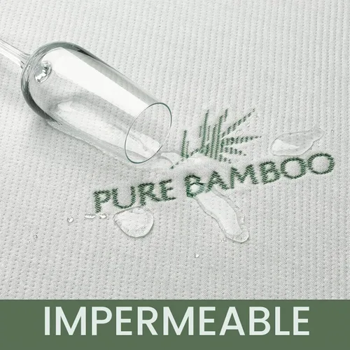 Vista 3 de Protector de colchón Twin de PURE BAMBOO, impermeable - viscosa derivada de bambú, transpirable, funda de colchón silenciosa que protege contra