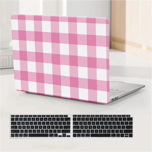 Vista 34 de Funda compatible con MacBook Air de 13 pulgadas (versión 2010-2017). Modelos: A1466 / A1369, funda rígida de piel crema texturizada a cuadros, sin