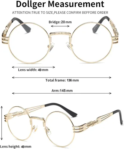 Vista 6 de Dollger Gafas de sol redondas Steampunk con marco de metal