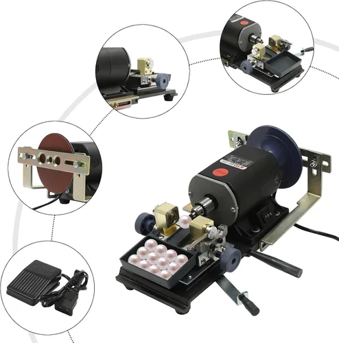 Vista 4 de WANLECY Perforadora de perlas de 450 W, perforadora de coral, máquina de perforación ámbar con caja de almacenamiento de velocidad ajustable