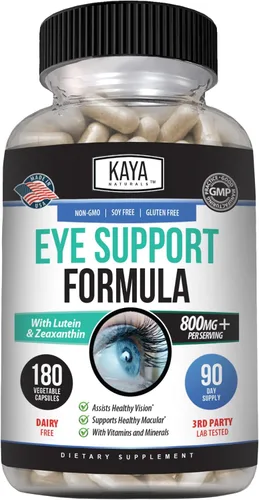 Vista 12 de Kaya Naturals Suplemento de salud ocular, luteína y zeaxantina, salud de la visión, apoyo a la fatiga ocular 800 mg Suplemento vitamínico 30 cápsulas