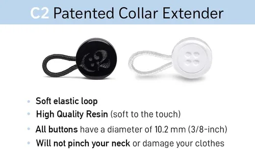 Vista 3 de Extensor elástico de cuello de camisa, paquete de 5 extensores de cuello para camisa de vestir, extensor de botón no metálico para camisas