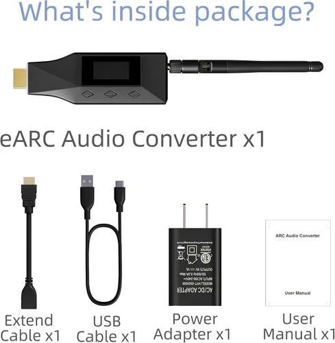 Vista 7 de eARC ARC - Transmisor Bluetooth para TV, auriculares ARC a Bluetooth, convertidor de audio de altavoz, sincronización para conectar 2 auriculares