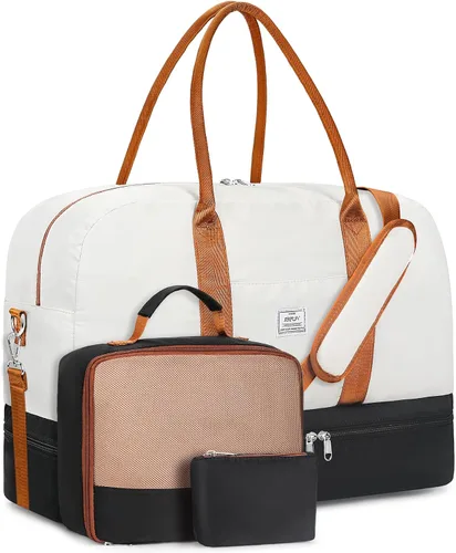 Vista 169 de IBFUN Bolsas de fin de semana para mujer, bolsa grande de lona para viaje, bolsa de viaje con compartimento para zapatos, 21 pulgadas, juego de 3